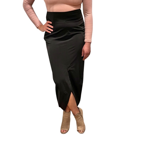 Elm Design Dresses & Skirts - Elm Design Black Midi Skirt Tulip Hem Draped Gathered Pencil, Size 1 (Small)